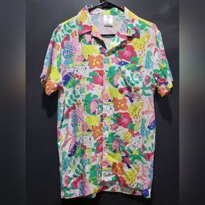 Sanrio Shirts Nwt Hello Kitty Mens Size S Hawaiian Button Up Short Sleeve